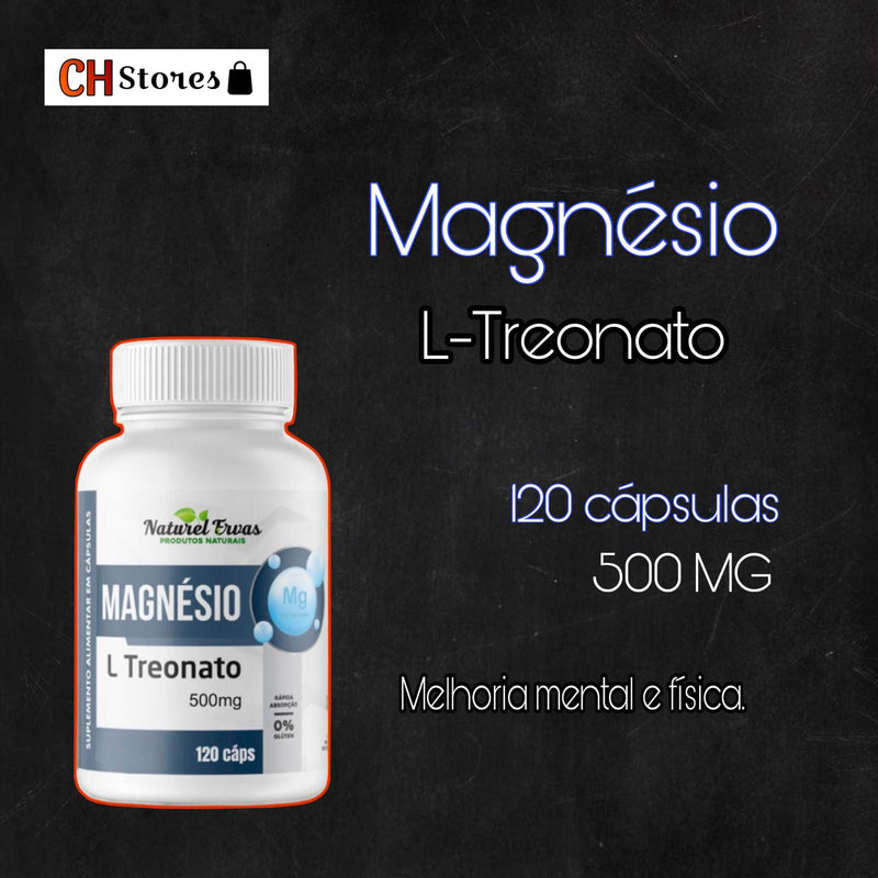 Magnesio L-Treonato 120 CAPSULAS - MENTE MAIS NÍTIDA E EQUILIBRADA